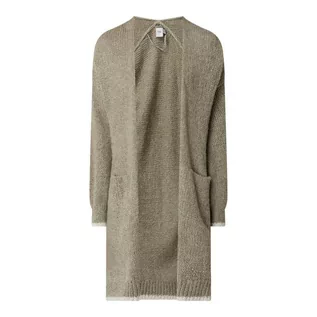 Swetry damskie - Długi kardigan z dodatkiem wełny z alpaki model Lines - Ichi - grafika 1