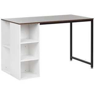 Beliani Biurko 120 x 60 cm ciemne drewno z białym DESE - Biurka - miniaturka - grafika 1