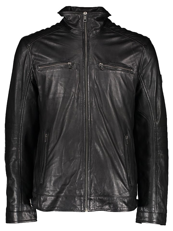 Bugatti Skórzana kurtka w kolorze czarnym