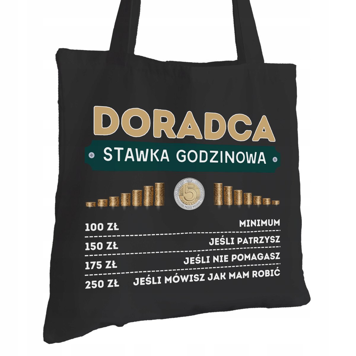 Torba Bawełniana dla Doradcy Czarna Na Prezent ekologiczna Trwały Nadruk