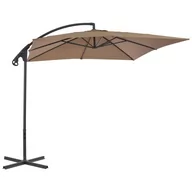Parasole ogrodowe - vidaXL Parasol wiszący ze stalowym słupkiem, 250 x 250 cm, kolor taupe - miniaturka - grafika 1