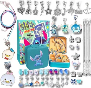 ZESTAW DO ROBIENIA BRANSOLETEK BIŻUTERII KORALIKI DLA DZIECI LILO I STITCH - Biżuteria dla dzieci - miniaturka - grafika 1