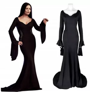 PRZEBRANIE MORTICIA ADDAMS ADDAMSÓW SUKNIA S/M - Stroje karnawałowe - miniaturka - grafika 1