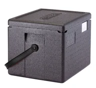 Pojemniki kuchenne - Pojemnik termoizolacyjny Cam GoBox z czarnym paskiem, GN 1/2, Cambro 22,3L, czarny, 390x330x(H)316mm - miniaturka - grafika 1