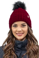 Czapki damskie - Vivisence czapka damska - Ciepła i przytulna na zimę i jesień Elegancka czapka zimowa z nakryciem głowy bobble damska Klasyczna czapka - Bordowa - miniaturka - grafika 1