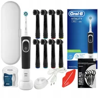Końcówki do szczoteczek elektrycznych - Szczoteczka Oral-B Vitality 100 Czarna +końcówki + etui + nić - miniaturka - grafika 1