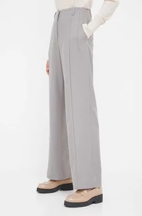 Calvin Klein spodnie wełniane kolor szary proste high waist - Spodnie damskie - miniaturka - grafika 1