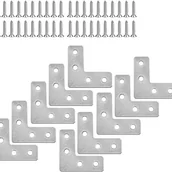 Zawiasy, okucia i inne akcesoria - 10 szt. narożników ze stali nierdzewnej, łączników meblowych, płaskich płytek mocujących, łączników L ze śrubami 40 x 40 mm - miniaturka - grafika 1