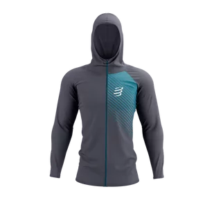 COMPRESSPORT Termiczna bluza biegowa 3D THERMO SEAMLESS HOODIE ZIP magent/mosaic blue - Bluzy sportowe męskie - miniaturka - grafika 1