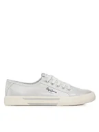 Trampki damskie - Pepe Jeans Tenisówki Brady Party W PLS31439 Srebrny - miniaturka - grafika 1