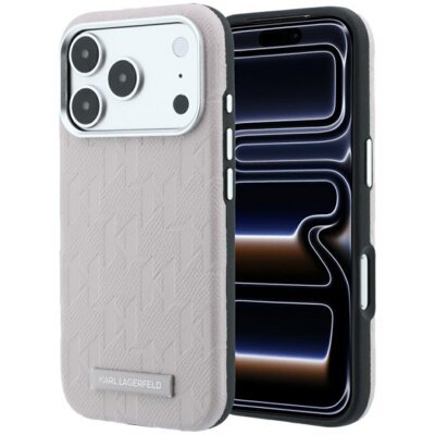 Etui KARL LAGERFELD Grained Mono Resin Logo MagSafe do Apple iPhone 17 Pro/18 Pro Różowy