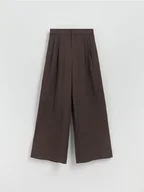 Spodnie damskie - Reserved - Luźne spodnie z wiskozą - ciemnobrązowy - miniaturka - grafika 1