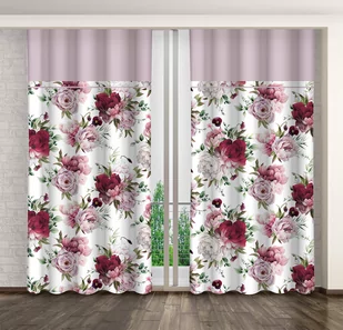 Zasłona Gotowa Na Żabki, 160X250, Biała W Kwiaty, Zml-004 - Zasłony - miniaturka - grafika 1