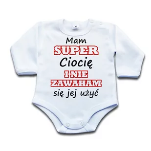 Mam super ciocię i nie zawaham się jej użyć 98 długi rękaw - Body dla niemowląt - miniaturka - grafika 1