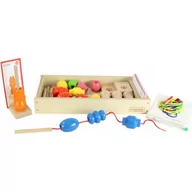 Zabawki interaktywne dla dzieci - Masterkidz Duża Sznurowanka Kolorowa Drewniana Masterkidz (Zestaw 1) ME03973 - miniaturka - grafika 1