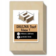 Dekoratorstwo - SKLEJKA A4 3mm FORMATKA DO LASERA CNC GRAWER 21x29.7cm 210x297mm 5 SZT KL1 - miniaturka - grafika 1