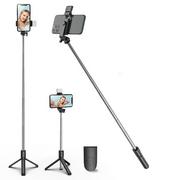 Selfie stick - Selfie Stick Bezprzewodowy z Lampą LED Statyw Tripod H1S Czarny - miniaturka - grafika 1