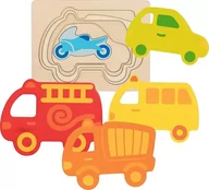 Układanki dla dzieci - Goki Układanka warstwowa pojazdy 57704 - miniaturka - grafika 1
