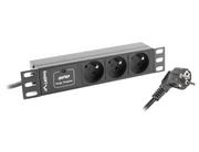 Listwy zasilające - Lanberg Lanberg listwa zasilająca Rack PDU 10 1U 10A 3x 230v PL 2m czarna (PDU-03E-0200-IEC-BK) - miniaturka - grafika 1