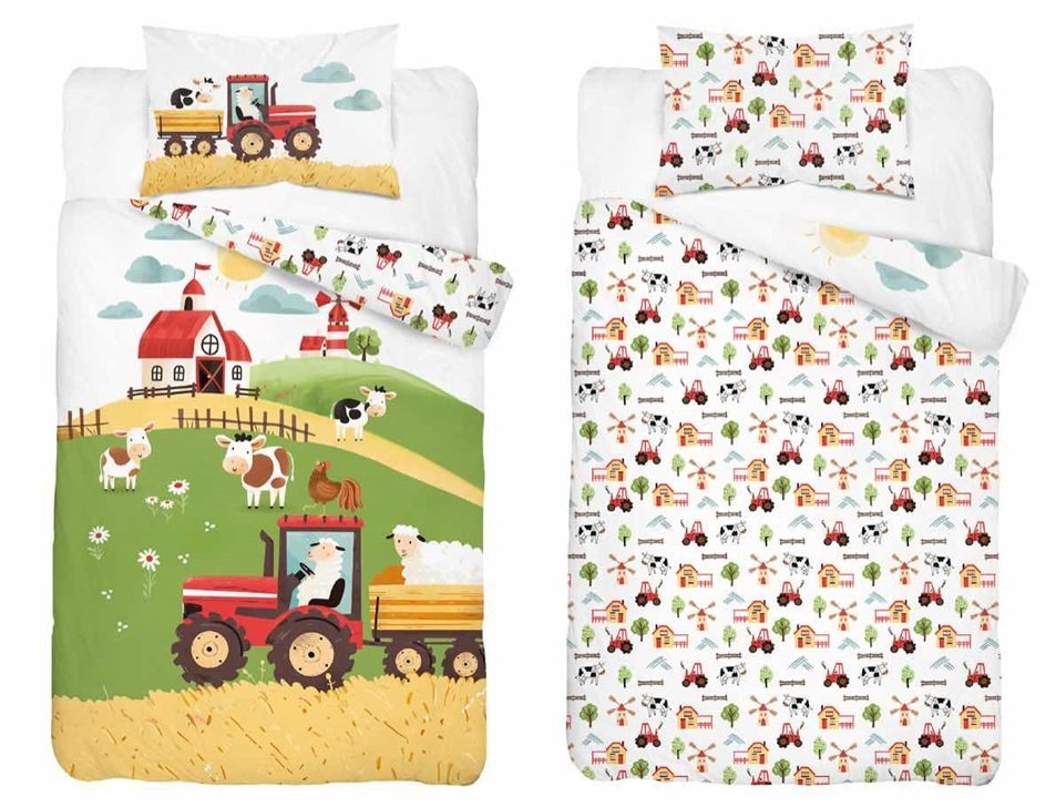 Pościel bawełniana do łóżeczka 100x135 5513a farma