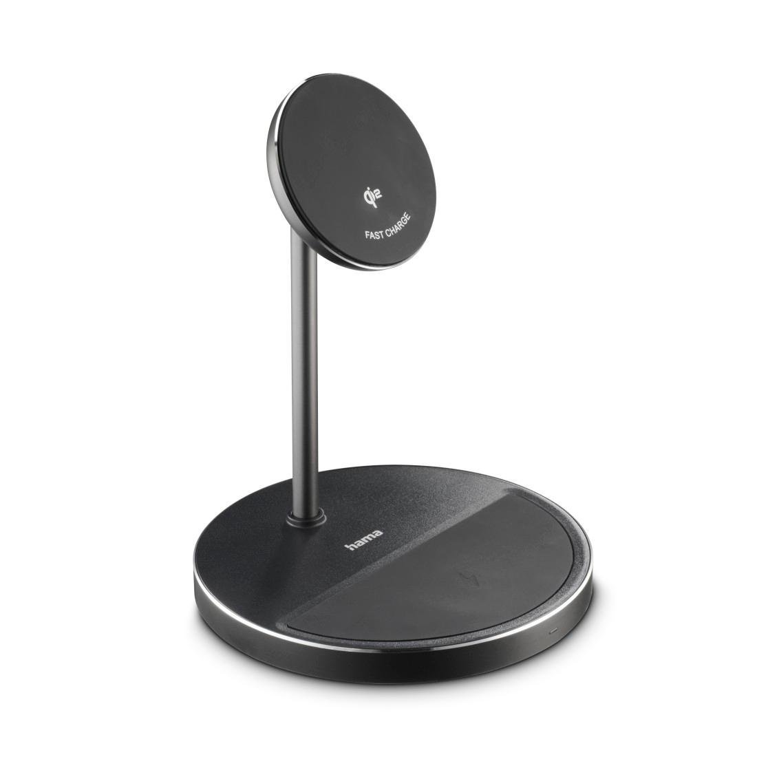 Ładowarka indukcyjna Hama Stand 2W1 Qi2 Fast Charge 15W, czarna