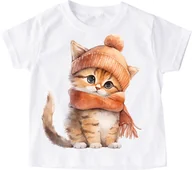 Koszulki dla dziewczynek - Koszulka dla dziewczynki z kotem kot55 - miniaturka - grafika 1