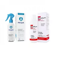 Zestawy kosmetyków damskich - Pharma ICB Zestaw na AZS: Allergoff neutralizator alergenów kurzu domowego spray, 400ml + Emolium Dermocare Emulsja do kąpieli, 400 ml - miniaturka - grafika 1