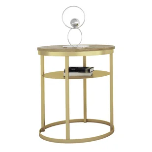 Nowoczesny stolik kawowy z półką dąb artisan + złoty N0-W25 - Ławy i stoliki kawowe Nowoczesny stolik kawowy z półką dąb artisan + złoty N0-W25 - Ławy i stoliki kawowe - miniaturka - grafika 1