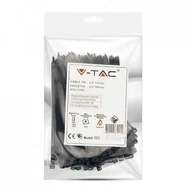 Inne mocowania - v-tac Opaska Zaciskowa V-TAC 2.5x100mm Czarna 8kg Nylon66 Opak 100szt) - miniaturka - grafika 1