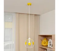 Wyposażenie pokoiku dziecięcego - Żyrandol dziecięcy na lince STARS 1xE27/15W/230V żółty/biały - miniaturka - grafika 1