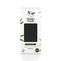 CHEEKY PANDA (chusteczki, papier toaletowy) Słomki Bambusowe Jednorazowe Czarne 250 Szt - Chee - Słomki do napojów - miniaturka - grafika 1