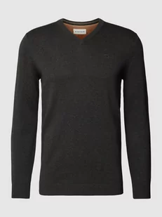 Sweter z dzianiny z dekoltem w serek - Swetry męskie - miniaturka - grafika 1