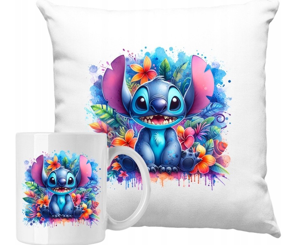 ZESTAW PODUSZKA + KUBEK Stich Sticz Dziecięca + IMIĘ #3