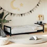 Łóżeczka i kojce - vidaXL Rama łóżka, czarna, 90x200 cm, lite drewno sosnowe - miniaturka - grafika 1