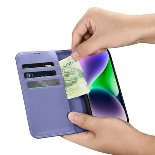 iCarer Wallet Case 2in1 etui iPhone 14 Plus skórzany pokrowiec z klapką Anti-RFID jasnofioletowy (WMI14220727-LP) - Etui i futerały do telefonów - miniaturka - grafika 12