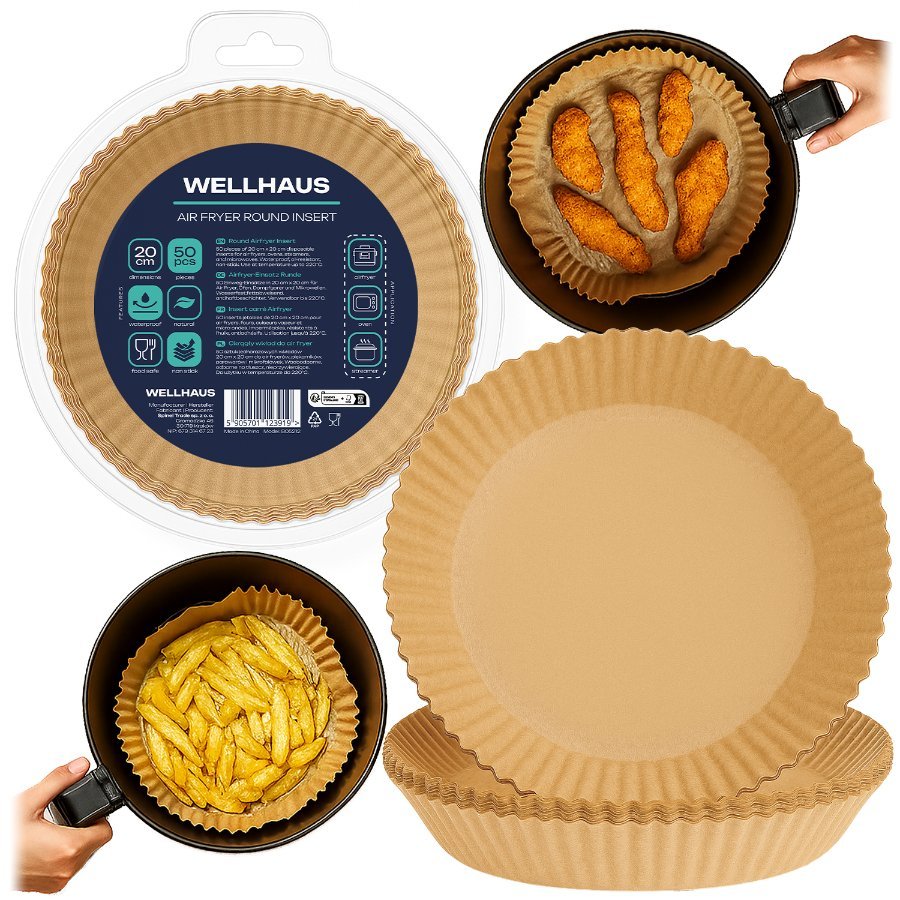 200X Wkład Do Frytkownicy Beztłuszczowej Air Fryer Papier 20 Cm Xl Okrągły
