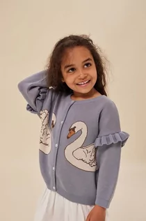 Swetry dla dziewczynek - Konges Sløjd kardigan bawełniany dziecięcy kolor niebieski lekki - grafika 1