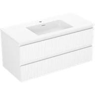 Szafki łazienkowe - Mexen Rivel szafka łazienkowa 100 cm z umywalką Otis, 2 szuflady, ryflowana , biała mat - 91A20-10047-2-BFF01-W18M01 - miniaturka - grafika 1