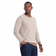 Swetry męskie - Sweter męski bawełniany elegancki jasnobrązowy Ombre OM-SWSW-0111 V4 r. XXL - miniaturka - grafika 1
