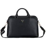 Torby na laptopy - Torba GUESS Grained Zipper Pocket Triangle Logo 15 Czarny - miniaturka - grafika 1