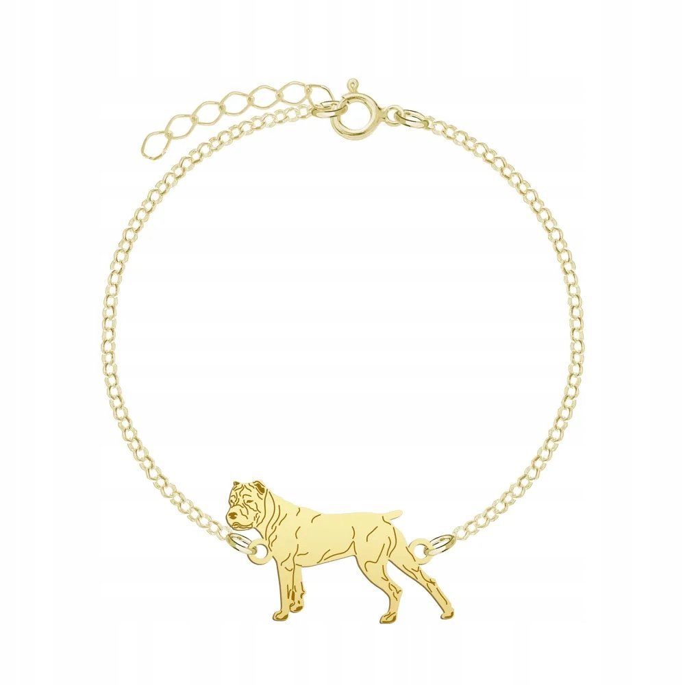 Bransoletka Złota z psem rasy Bandog 925 Prezent Biżuteria GRAWER GRATIS
