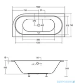 Wanny - Besco Avita Slim + 150x75cm wanna asymetryczna prawa + syfon #WAV-150-SP+ - miniaturka - grafika 1