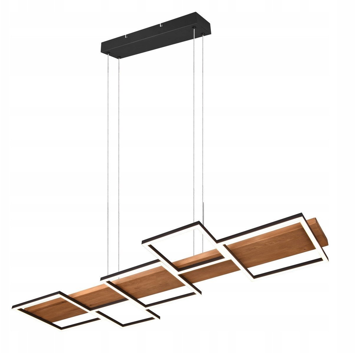 LED pendant light TRIO Harper, 42W, 3000K, 5700lm, black/wood color, 115x44x150cm