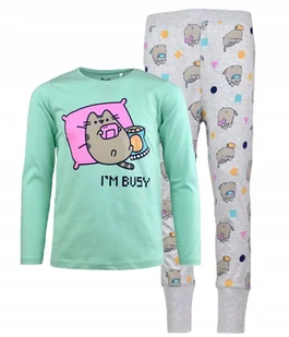 piżama PUSHEEN dziecięca kot długi rękaw bawełna dziewczęca miętowy 146/152 - Moda i Uroda OUTLET - miniaturka - grafika 1