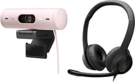 Kamery internetowe - Kamera internetowa Logitech Brio 500 Rose 960-001421 + H390 981-000406 - miniaturka - grafika 1