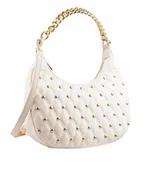 Torebki damskie - Torebka Mebur kremowa z nitami - miniaturka - grafika 1