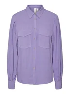Koszulki i topy damskie - YAS Damska koszulka Yasviggi Ls Noos Blouse, Bougainvillea, M - miniaturka - grafika 1