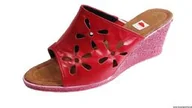 Klapki i japonki damskie - SKÓRZANE klapki szerokie TEG 2 x H czerwone 40 - miniaturka - grafika 1