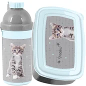 Bidony dla dzieci - ZESTAW KOTEK BIDON ŚNIADANIÓWKA Z KOTKIEM KOMPLET ŚNIADANIOWY DLA DZIEWCZYN - miniaturka - grafika 1