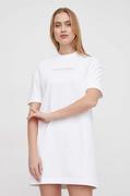 Sukienki - Calvin Klein sukienka bawełniana kolor biały mini prosta - miniaturka - grafika 1